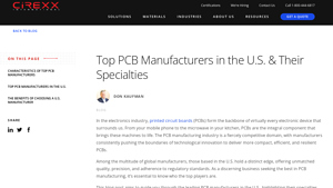 Top PCB Manufacturers in the U.S. & Their Specialties - usa pcb manufacturer