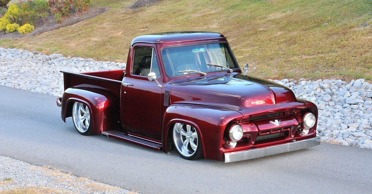 A relevant stock photo of classic trucks custom in a typical setting.