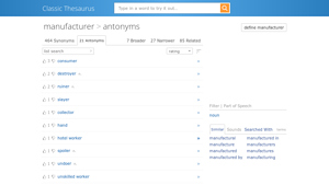 Antonyms for Manufacturer - Classic Thesaurus - opposite manufacturer