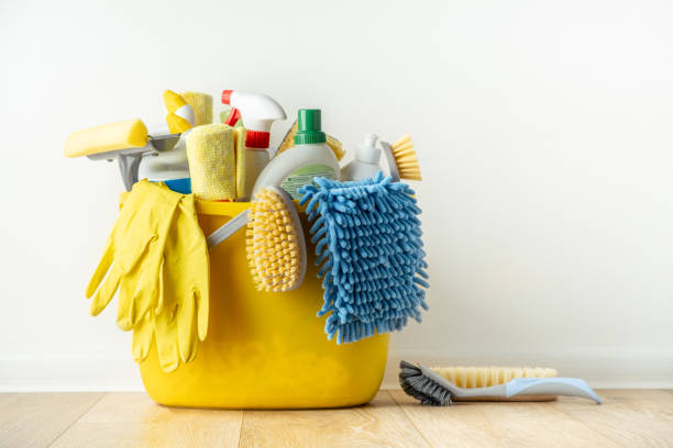 A relevant stock photo of cleaning materials supplier in a typical setting.