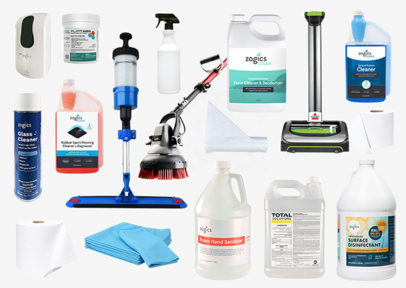 A relevant stock photo of cleaning supplies supplier in a typical setting.