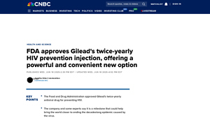 FDA approves Gilead HIV prevention injection lenacapavir - CNBC - apretude manufacturer
