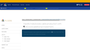 Havells India boosts cable production with ₹340 crore additional ... - havells wire factory