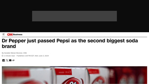 Dr Pepper just passed Pepsi as the second biggest soda brand - dr pepper manufacturer