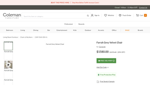 Farrah Grey Velvet Chair From Caracole | Coleman Furniture - velvet chair company