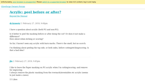 Acrylic: peel before or after? - Beyond the Manual - acrylic laser cutter factory