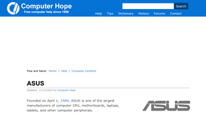 ASUS - Computer Hope - asus manufacturer phone number