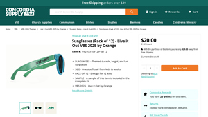 Sunglasses (Pack of 12) - Live it Out VBS 2025 by Orange - orange sunglasses bulk