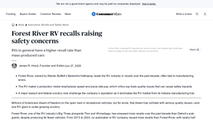 Forest River RV recalls raising safety concerns - ConsumerAffairs - forest river manufacturer
