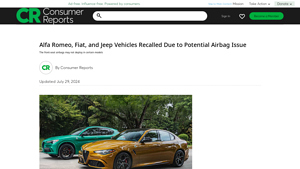 Alfa Romeo, Fiat, Jeep Recall Front-Seat Airbags May Not Deploy ... - alfa romeo manufacturer