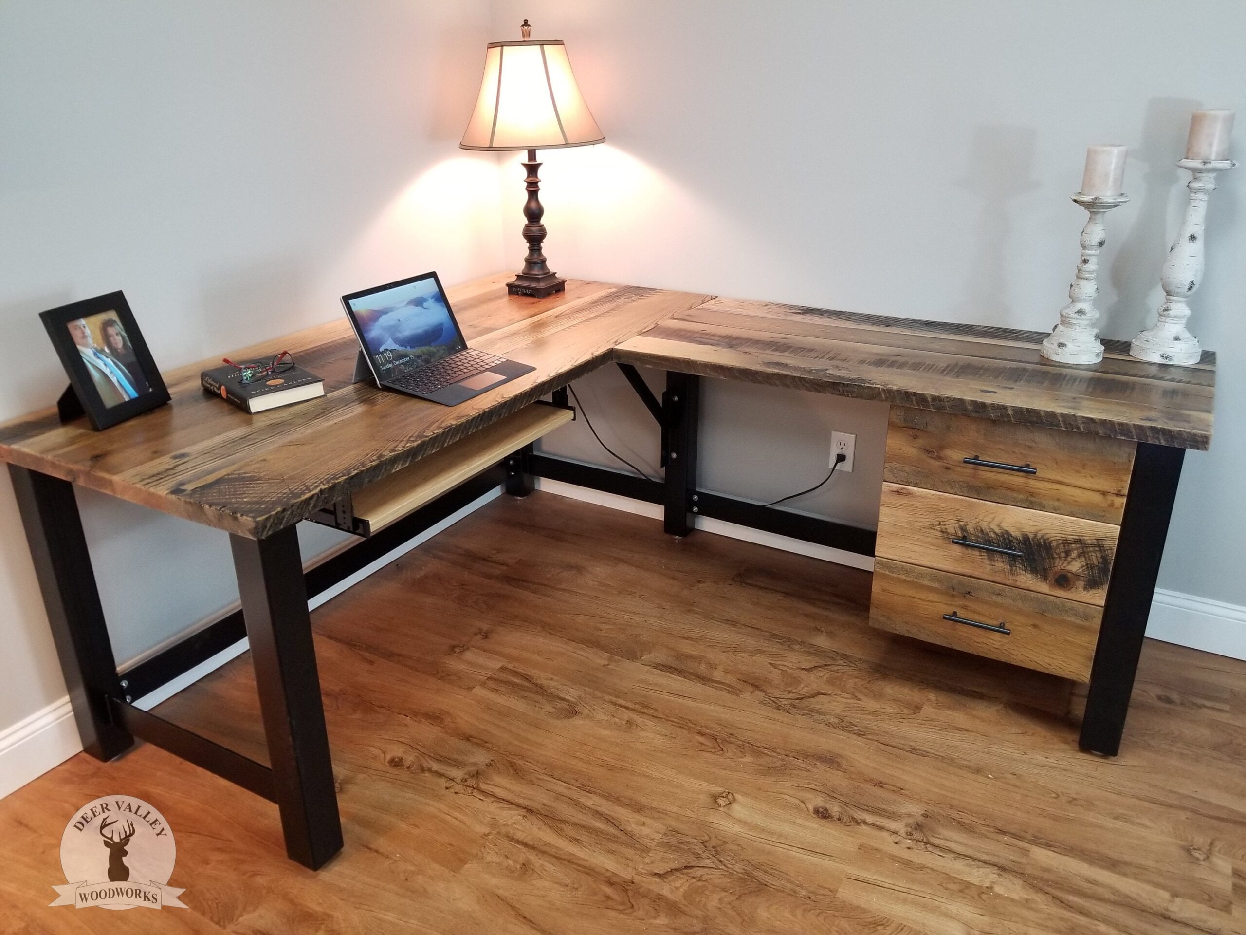 A relevant stock photo of corner desk custom in a typical setting.