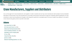 Crane Manufacturers, Suppliers and Distributors - bridge crane manufacturer