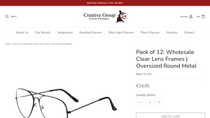 Pack of 12: Wholesale Metal Eyeglasses Frames - Creative Group - oversized glasses bulk