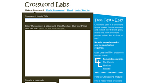 Free, Online Crossword Puzzle Maker - Crossword Labs - puzzle manufacturer