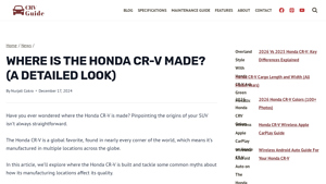 Where Is The Honda CR-V Made? (A Detailed Look) - honda manufacturer location