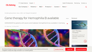 Launch Gentherapie Hemophilia B - CSL Behring - hemgenix manufacturer