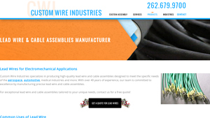 Lead Wire & Cable Assemblies Manufacturer - Custom Wire Industries - lead wire factory