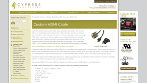 Custom HDMI Cable - Cypress Industries - hdmi to hdmi cable factory