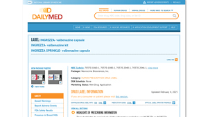 DailyMed - INGREZZA- valbenazine capsule INGREZZA- valbenazine kit ... - ingrezza manufacturer