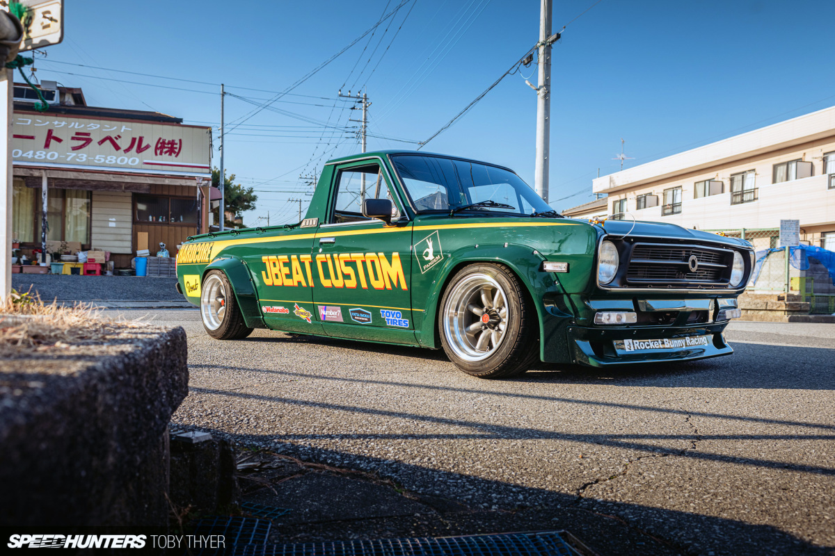 A relevant stock photo of datsun truck custom in a typical setting.