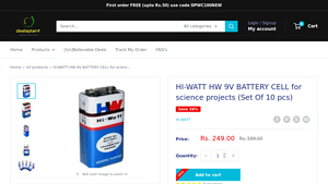 HI-WATT HW 9V BATTERY CELL for science projects (Set Of 10 pcs) - hw battery factory