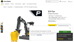 35 P-Tier | Compact (Mini) Excavator - John Deere - small excavator factory