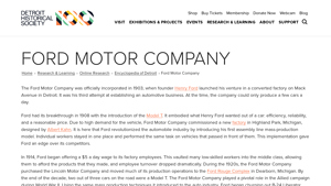 Ford Motor Company - Detroit Historical Society - ford oldest manufacturer