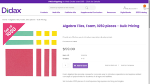 Algebra Tiles, Foam, 1050 pieces - Bulk Pricing - foam tiles bulk
