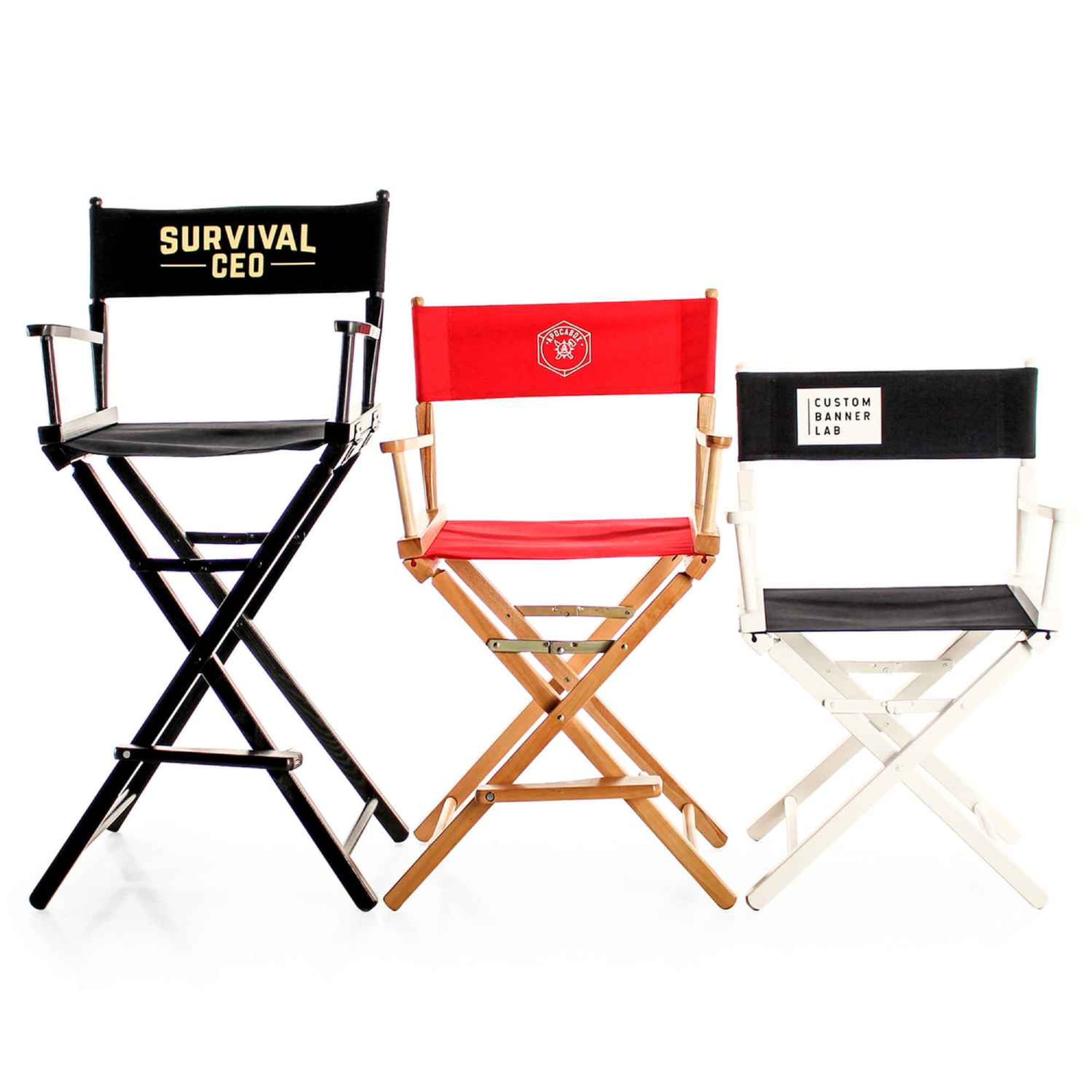 A relevant stock photo of director chairs custom in a typical setting.