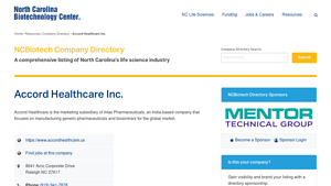 Accord Healthcare Inc. | North Carolina Biotech Center - accord drug manufacturer
