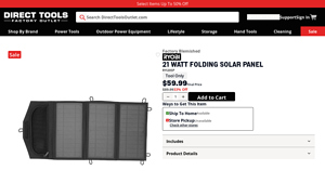 RYOBI 21 Watt Folding Solar Panel | Direct Tools Factory Outlet - foldable solar panel factory