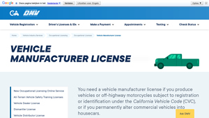 Vehicle Manufacturer License - California DMV - manufacturer plate