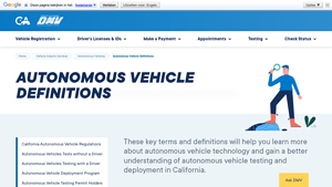 Autonomous Vehicles Terms and Definitions - California DMV - autonomous vehicle manufacturer