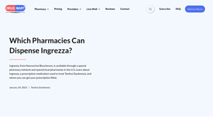 Which Pharmacies Can Dispense Ingrezza? | Drug Mart - ingrezza manufacturer