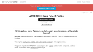 When will the patents on APRETUDE expire, and when will generic ... - apretude manufacturer