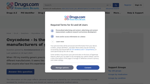 Oxycodone - Is there a difference in manufacturers of generic drugs? - oxycodone manufacturer