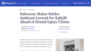 Suboxone Maker Indivior Settles Antitrust Lawsuit for $385M - suboxone manufacturer