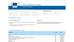 Manufacturer Codes - Digital Tachograph - manufacturer code