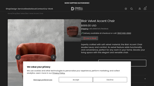 Blair Velvet Accent Chair - Dwell Home Market - velvet chair company