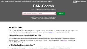 EAN-Search.org | EAN, GTIN, UPC & ISBN Lookup and API - 1992 manufacturer code lookup