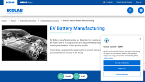 Electric Vehicle (EV) Battery Manufacturing - Ecolab - battery factory