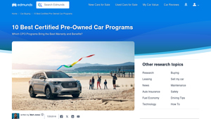 10 Best Certified Pre-Owned Car Programs - Edmunds - which auto manufacturer has the best warranty