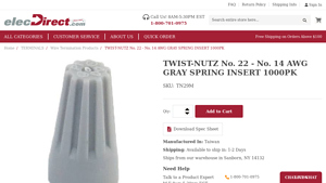 TWIST-NUTZ No. 22 - No. 14 AWG GRAY SPRING INSERT 1000PK - wire nuts bulk