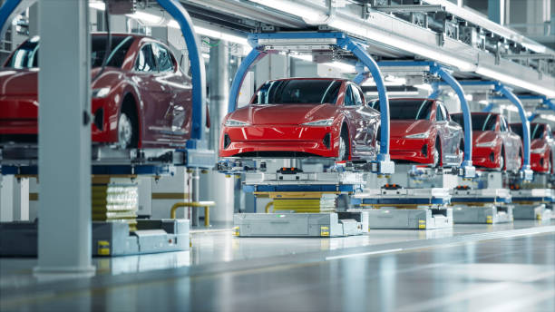 A relevant stock photo of electric car manufacturer in a typical setting.