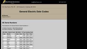 GE Date Codes - Electrical-Forensics - 1992 manufacturer code lookup