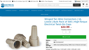 Shop UL Listed Winged Tan Wire Nuts 500/Bag - wire nuts bulk