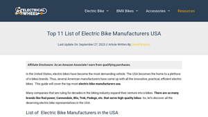 Top 11 List of Electric Bike Manufacturers USA - Electrical Wheel - electric bike manufacturer