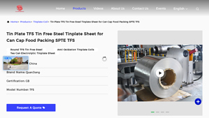 Tin Plate TFS Tin Free Steel Tinplate Sheet for Can Cap Food ... - tinplate sheet factory