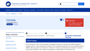 Cimzia | European Medicines Agency (EMA) - cimzia manufacturer