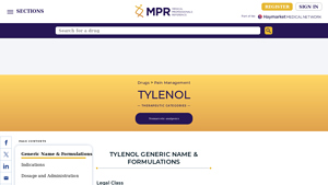 TYLENOL Prescription & Dosage Information - MPR - tylenol manufacturer